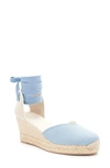 Soludos Lyon Ankle Wrap Wedge Espadrille In Sky Blue