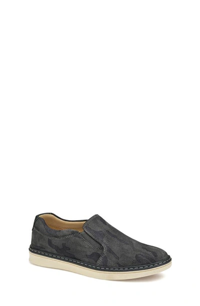 Johnston & Murphy Kids' Mcguffey Camo Slip-on Shoe In Dk Grey Camouflage Suede