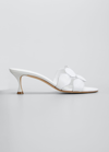 Manolo Blahnik Haribalmu Leather Slide Mules, White