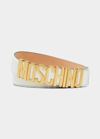 MOSCHINO MEN'S LEATHER LOGO BELT