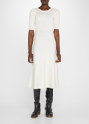Gabriela Hearst Womens Ivory Seymore Wool, Cashmere And Silk-blend Midi Dress M In Black