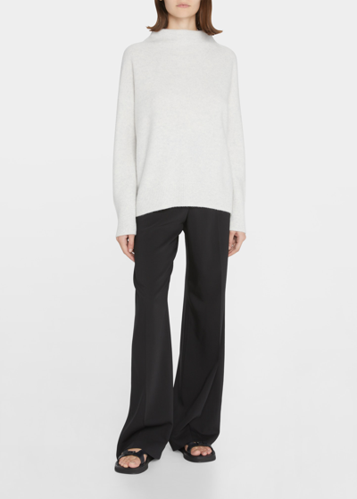 Vince Textured Wool Blend Funnel Neck Sweater In H Platinum