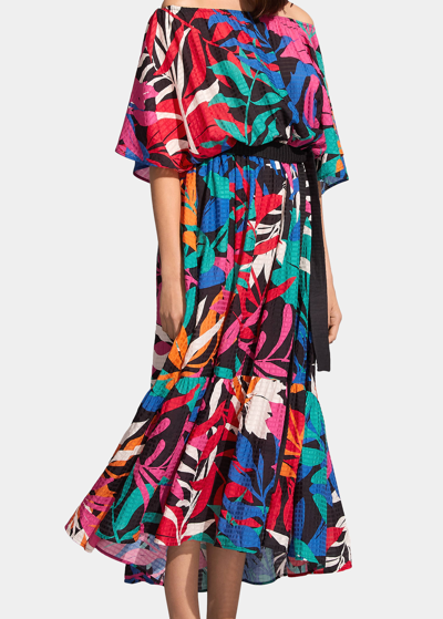 Eres Citron Feuillage Off-shoulder Sundress In Mer