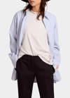 Golden Goose Striped Boyfriend Button-front Shirt In White Infinity