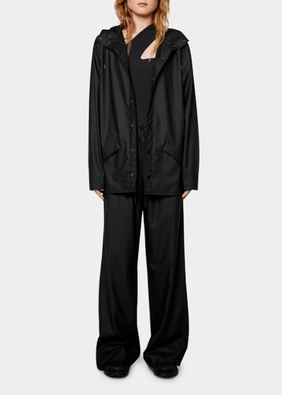 Rains Snap-front Hooded Jacket In Black