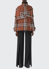 Burberry Notter Check Deconstructed Nylon Jacket In Dark Birch Brown
