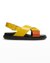 Marni Crisscross Slingback Flat Sandals In 710 Gold Brick