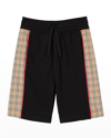 Burberry Boy's Jonah Checkered Sweat Shorts In Black