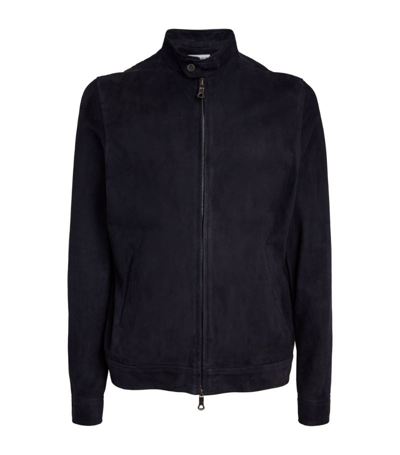 Purdey Suede Harrington Jacket In Navy