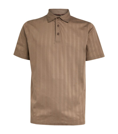 Purdey Cotton Striped Polo Shirt In Grey