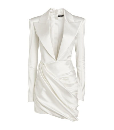 Balmain White Long Sleeve Bouclé Mini Dress