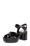 Prada Vernice Crisscross Platform Sandals In Nero