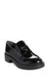 Prada Triangle Logo Patent Leather Loafer In Nero