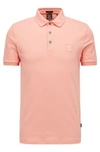 Hugo Boss Stretch-cotton Slim-fit Polo Shirt With Logo Patch In Light Red