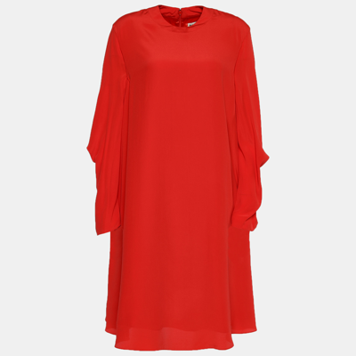 Pre-owned Balenciaga Orange Crepe Oversized Shift Dress S