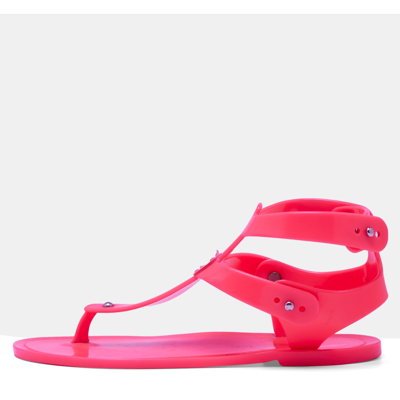 Pre-owned Marc By Marc Jacobs Pink Jelly Thong Flats Size 37