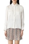 Maje Button-up Silk Shirt In White