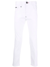 Philipp Plein Embroidered Logo White Slim Jeans