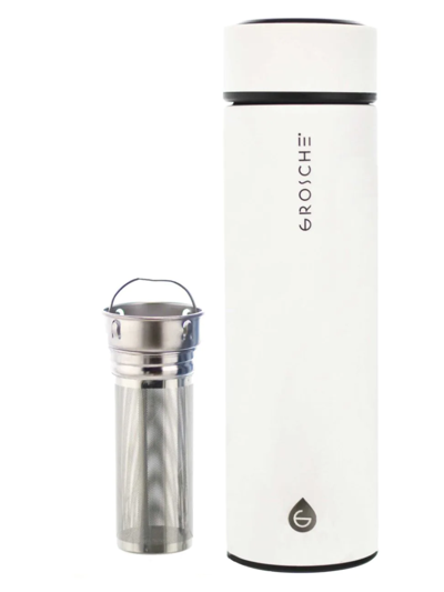 Grosche Chicago Double Walled Stainless Steel 15.2 Fl Oz. Tea Infuser Bottle In White