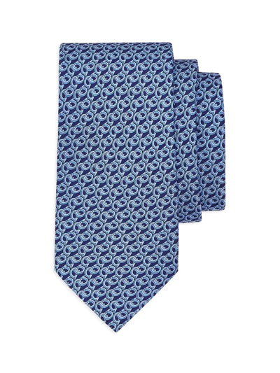 Ferragamo Prisco Print Silk Tie In Royal