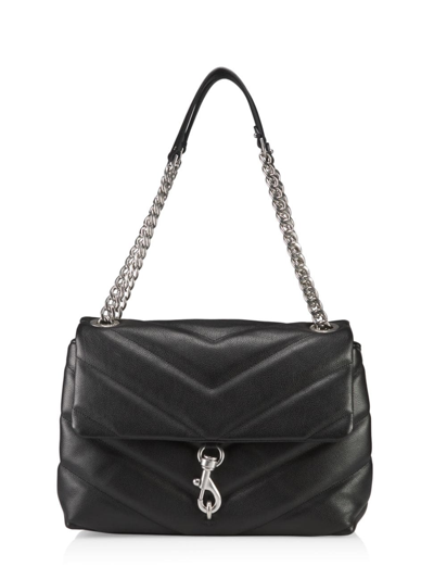 Rebecca Minkoff Maxi Edie Quilted Leather Shoulder Bag In Black