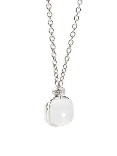 Pomellato Women's Nudo 18k White Gold, Milky Quartz & Diamond Pendant Necklace In Milky,crystal