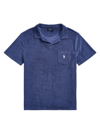 Polo Ralph Lauren Cotton Blend Terry Solid Custom Slim Fit Polo Shirt In Light Navy