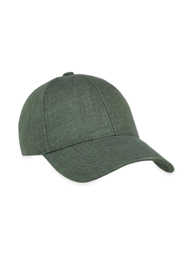 Varsity Headwear Linen Baseball Hat In French Olive Linen