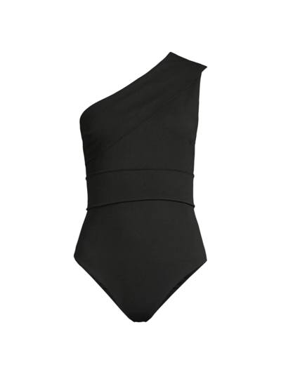 Haight Maria Crepe One-shoulder Swimsuit In Black