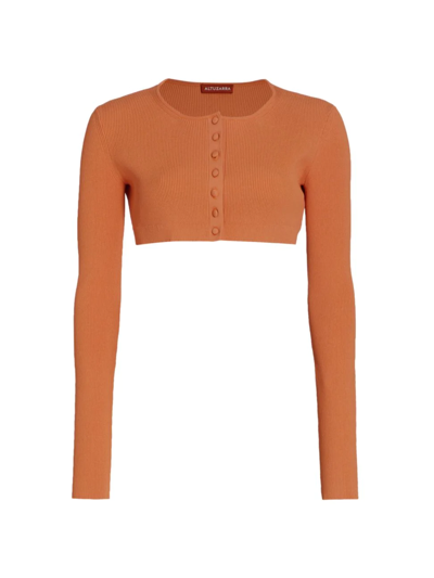 Altuzarra Blazar Cropped Ribbed-knit Cardigan In Sunset Orange