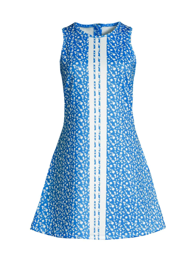 Addison Bay Ocean Reef Printed A-line Dress In Blue