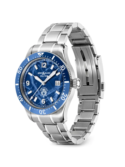 Montblanc 1858 Iced Sea Automatic 41mm Stainless Steel Watch, Ref. No. 129369 In Iced Sea Blue