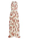 ADAM LIPPES WOMEN'S BELTED PLEATED ROSE-PRINT DRESS