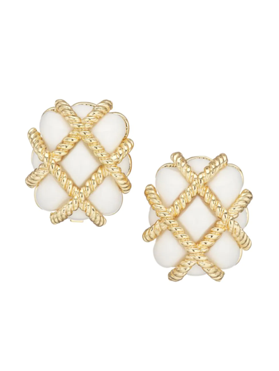 Kenneth Jay Lane Women's Gold-plated & Resin Clip-on Earrings In White