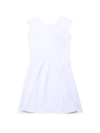 Un Deux Trois Kids' Girl's Textured Cap Sleeve Dress In White
