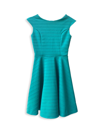 Un Deux Trois Kids' Girl's Textured Cap Sleeve Dress In Teal