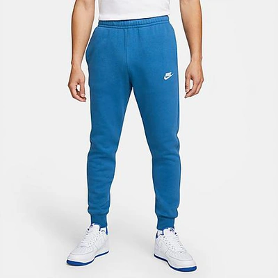 Nike Sportswear Club Fleece Cuffed Jogger Pants In Dark Marina Blue/dark Marina Blue/white