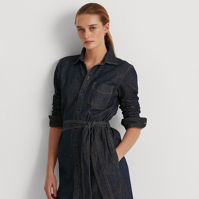 Lauren Ralph Lauren Belted Denim Shirtdress In Pure Rinse Wash