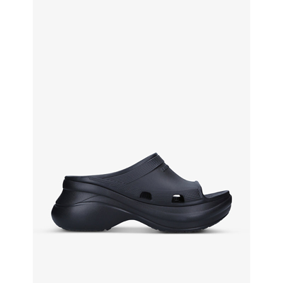 Balenciaga X Crocs Moulded-rubber Platform Slides In Black