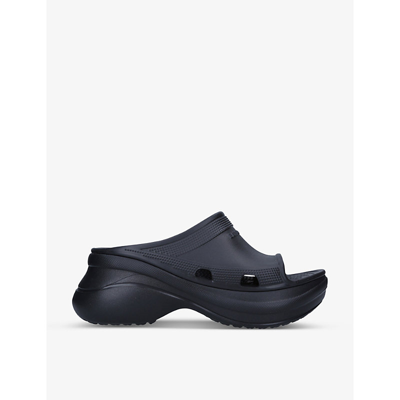 Balenciaga Womens Black X Crocs Pool Rubber Sliders