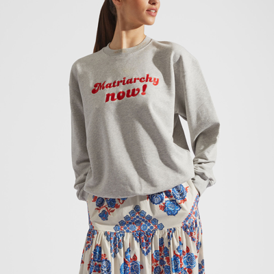 La Doublej “matriarchy Now!” Stand-up Sweatshirt In T.unita Grigio