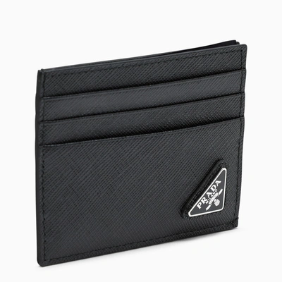Prada Saffiano Leather Card Holder In Nero