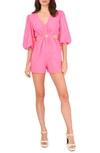 1.state Cutout Detail Linen Blend Romper In Pink