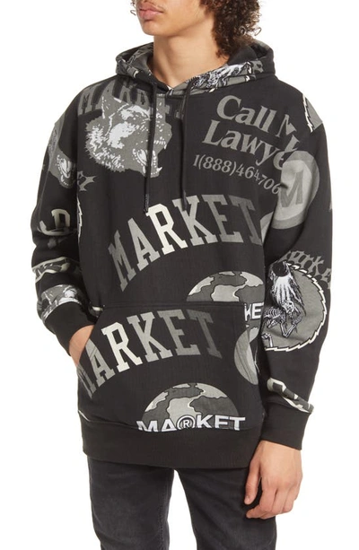 Market Monogram Grayscale Hoodie In Black
