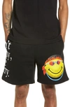 Market Smiley Graphic Cotton Sweat Shorts In Black