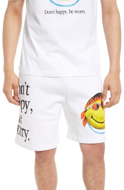 Market Smiley Graphic Cotton Sweat Shorts In White