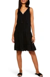 Nic + Zoe Tiered Double Gauze Dress In Black Onyx