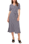 Chaus Geo Knit Midi Dress In Navy/ White