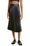PROENZA SCHOULER WHITE LABEL PLEATED FAUX LEATHER MIDI SKIRT