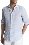Reiss Ruban Linen Stripe Regular Fit Button Down Shirt In Light Blue